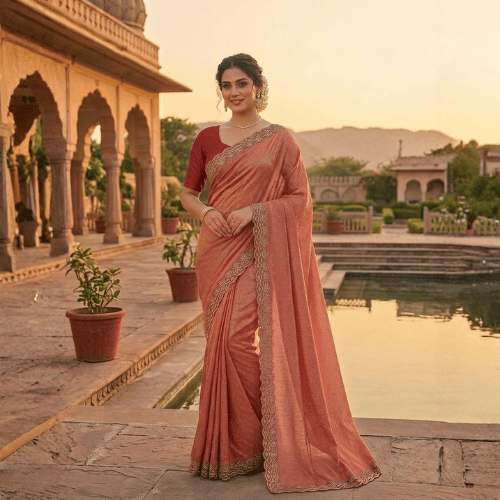 New  Stone Work Fabric  Saree Collection  For  Women