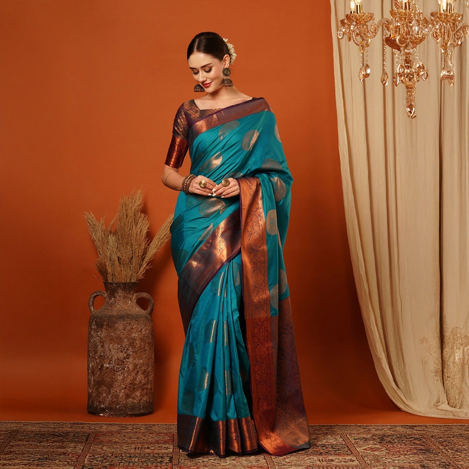 Embellished  Bollywood Pure SIlk Jacquard Saree Unstitched