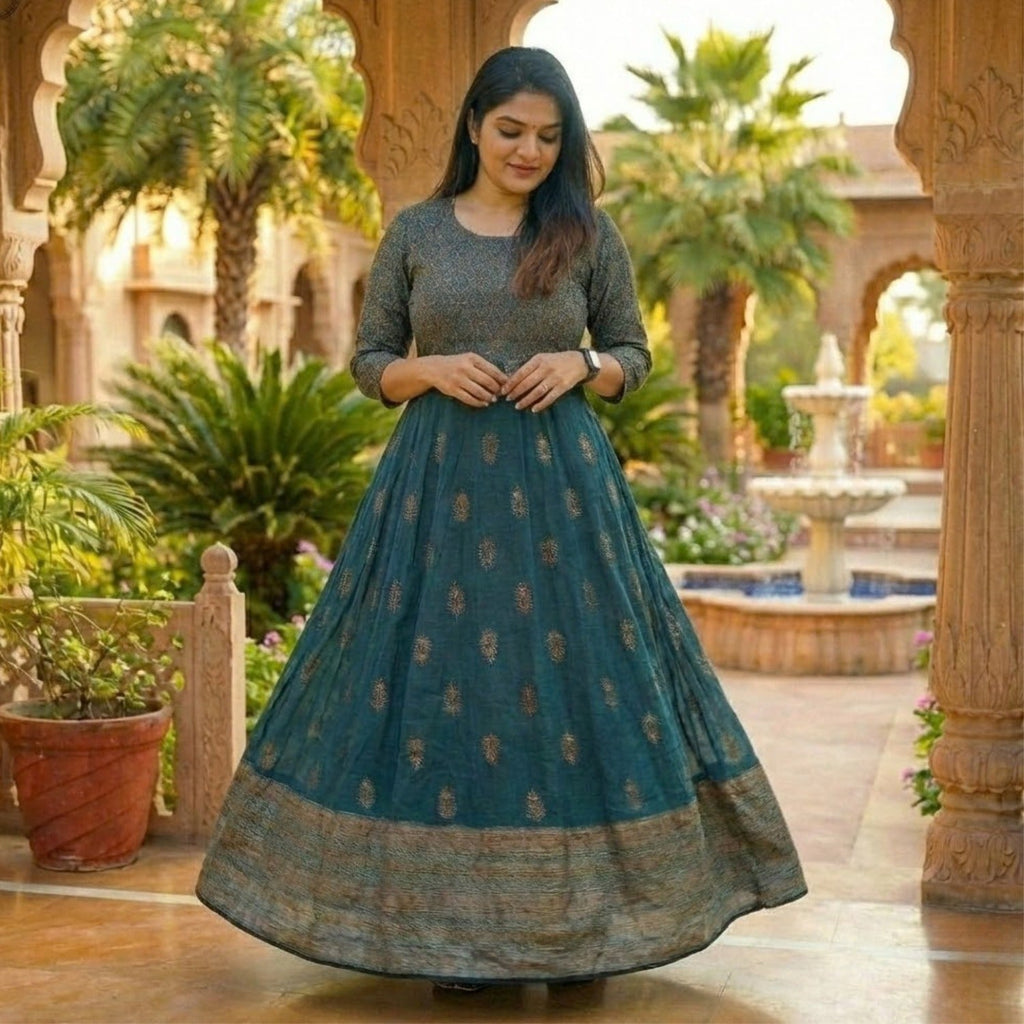 Cotton  Printed  Designer  Gown  For  Women
