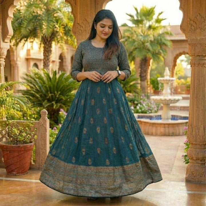 Cotton  Printed  Designer  Gown  For  Women