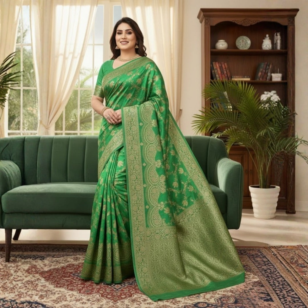 Designer Jacquard Work Silk Saree Unstitched