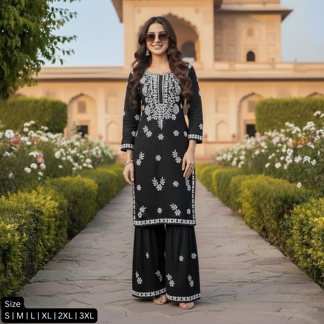 2PCS Rayon Embroidery Suit For Women 002