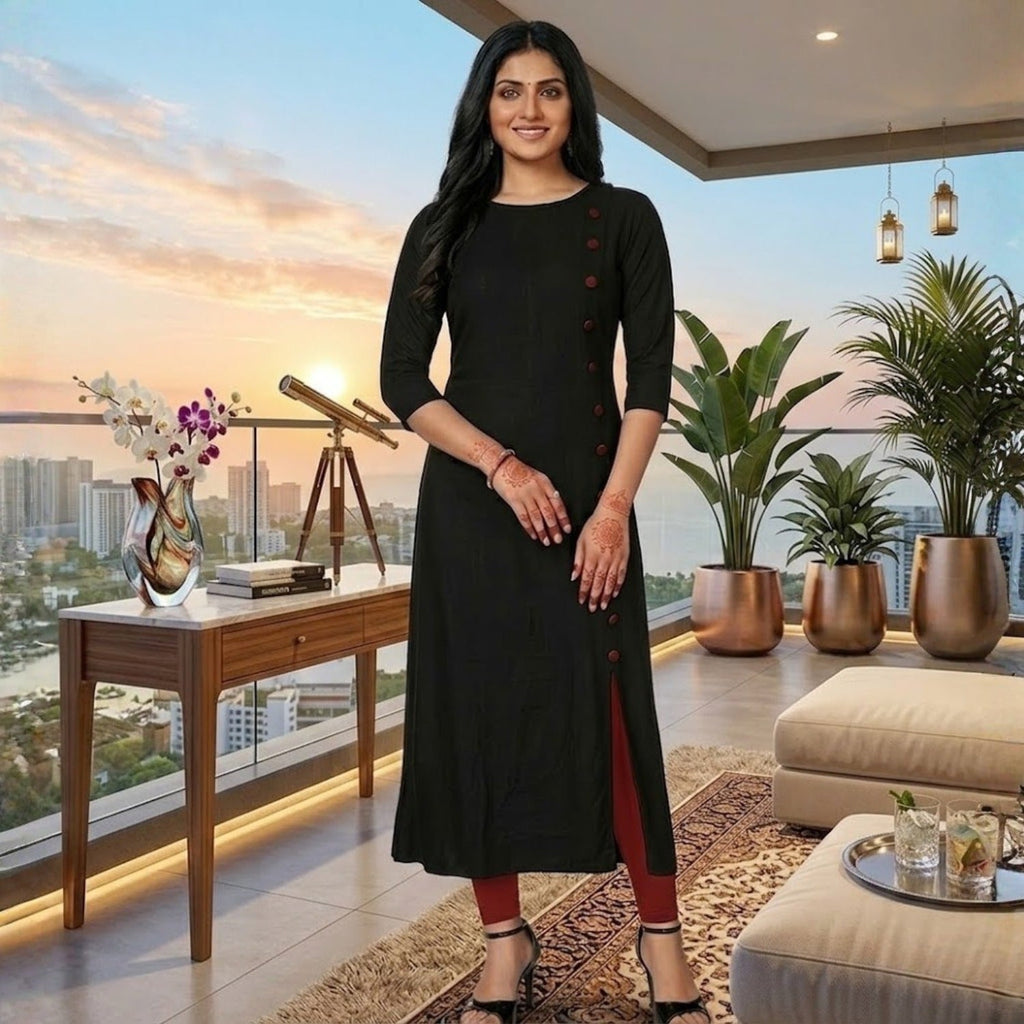 Stylish  Button  Design Long Kurti Collection For Women