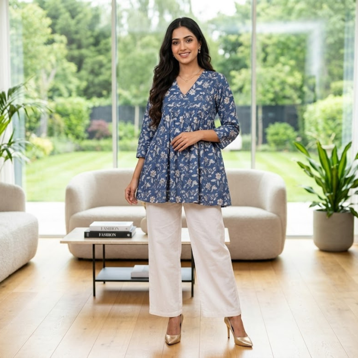 Elegant  Printed  Frock Tops  Collection For Women
