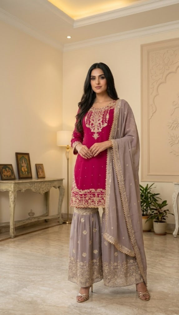 Heavy Georgette 3PCS  Fully Embroidery Suit For Women