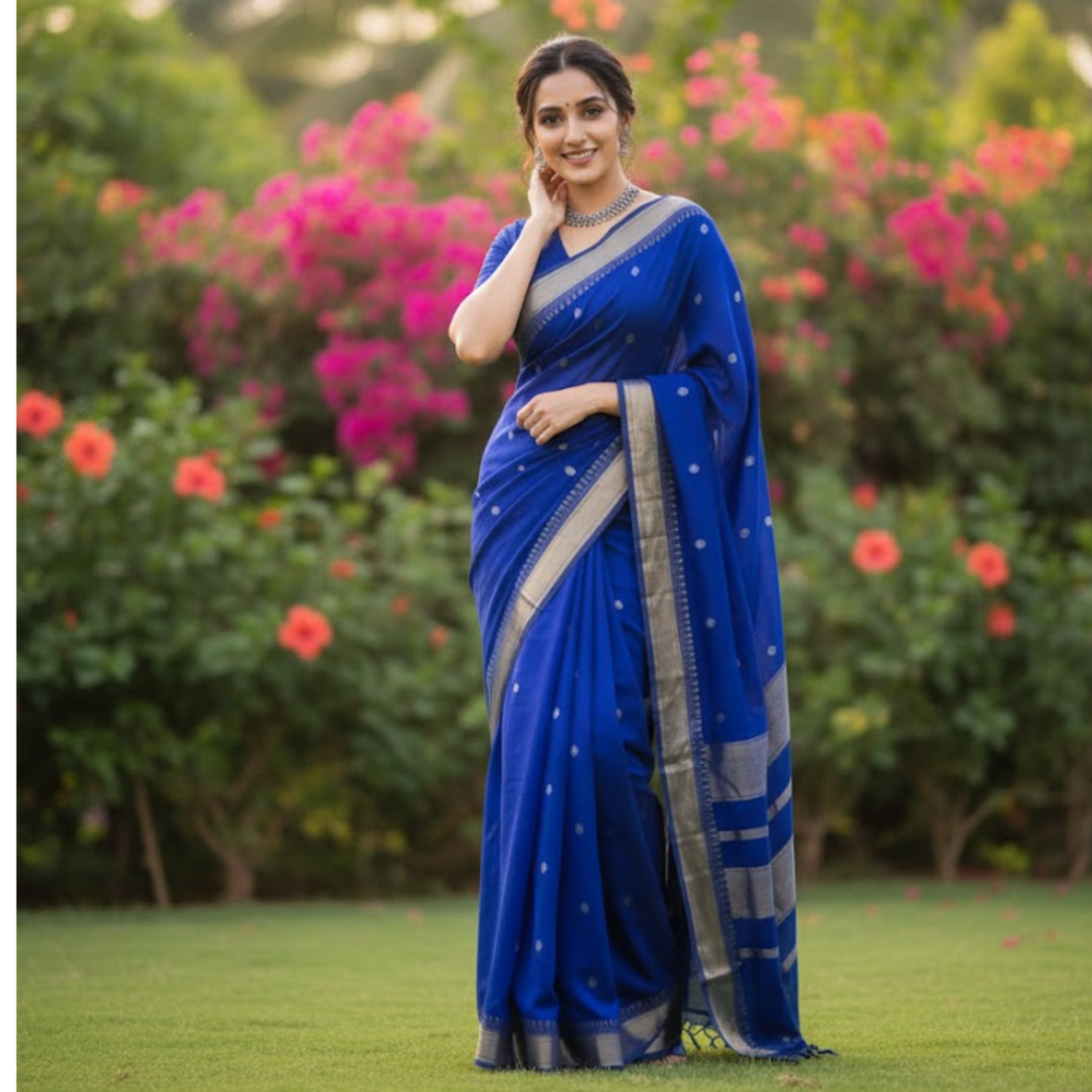 Adorable  Silk Jacquard Border  Unstitched  Saree  For  Women
