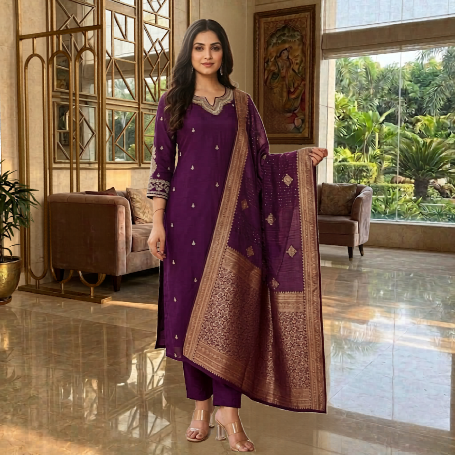 Glamorous Ready To Wear  3PCS Suit For Women  PPP