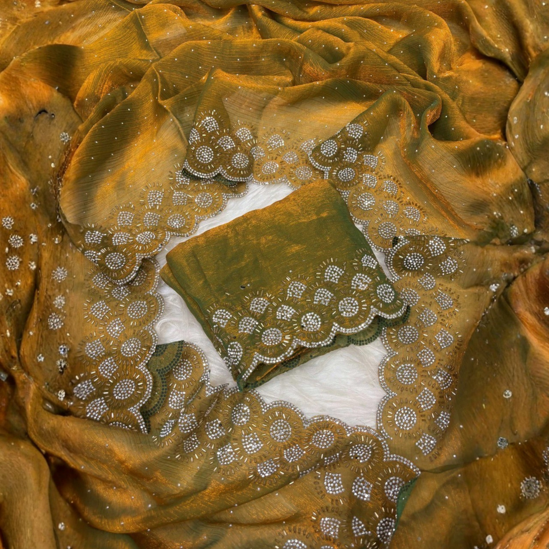 Fendy Silk Saree With Jarkan Work  Collection For Women