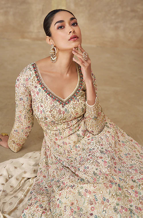 Heavy Embroidered Georgette Wedding Anarkali Gown