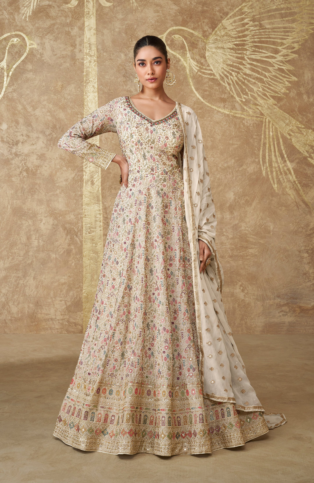 Heavy Embroidered Georgette Wedding Anarkali Gown