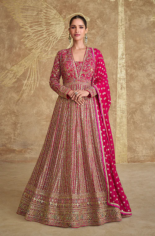 Heavy Embroidered Georgette Wedding Anarkali Gown