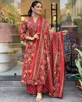 Designer Cotton Anarkali 3Pcs Gown Set For Women 003