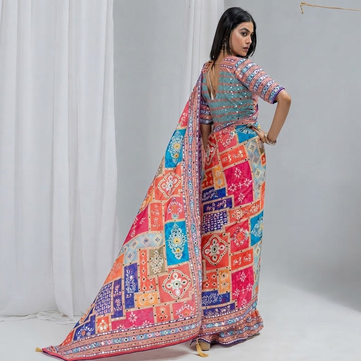 Bollywood Designer Multi-Color Soft Chiffon Silk Saree for Party &amp; Festive Wear