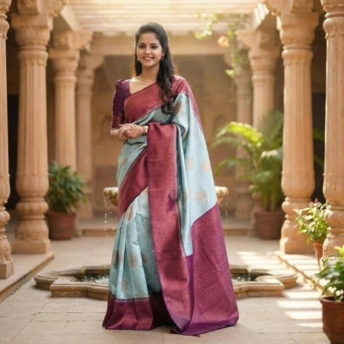 Pure Silk Unstitched Saree For Women