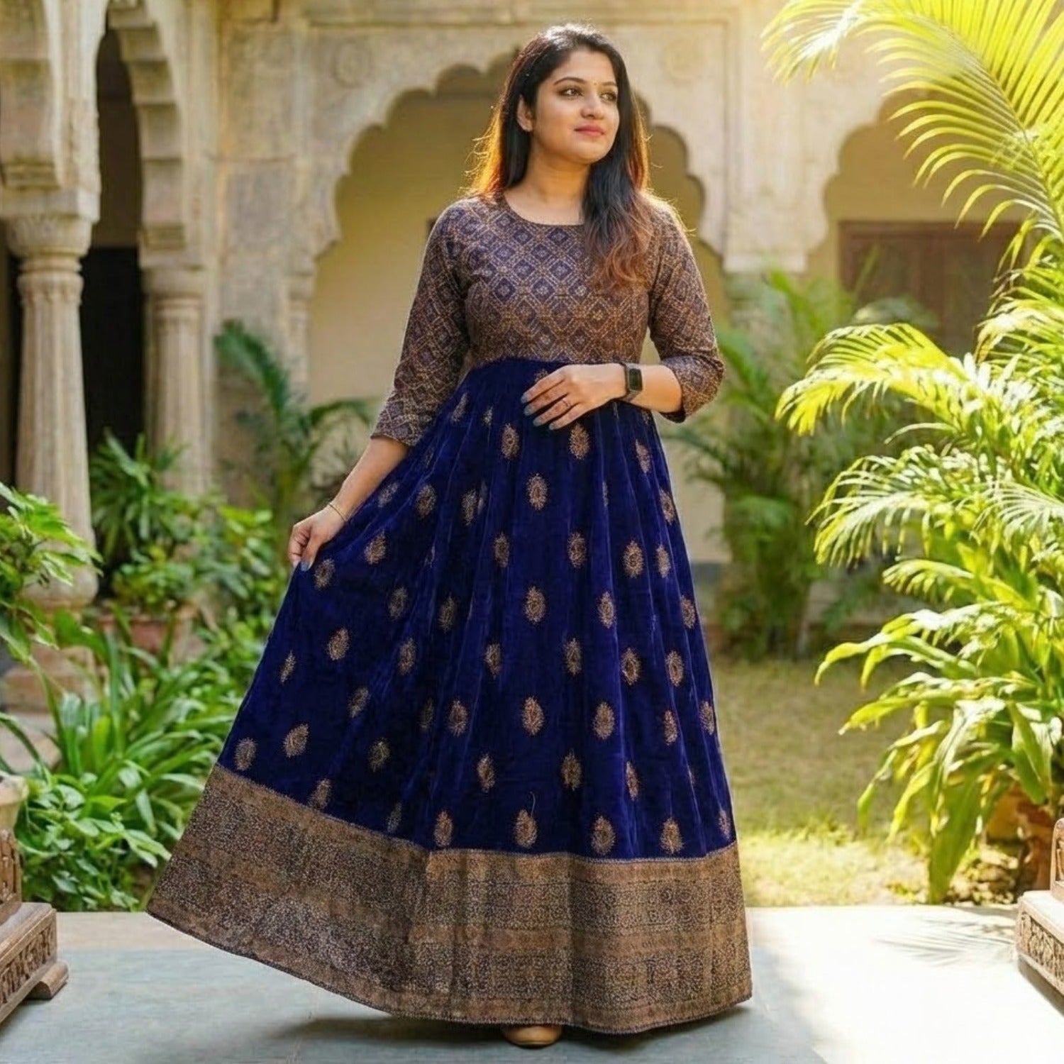 Cotton  Printed  Designer  Gown  For  Women