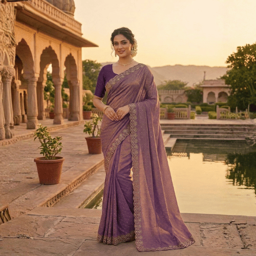 New  Stone Work Fabric  Saree Collection  For  Women