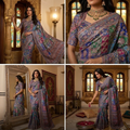 Designer Chinon Silk Saree With Piping Border Latkan Tassels  &  Mirror Work  Collection For Women