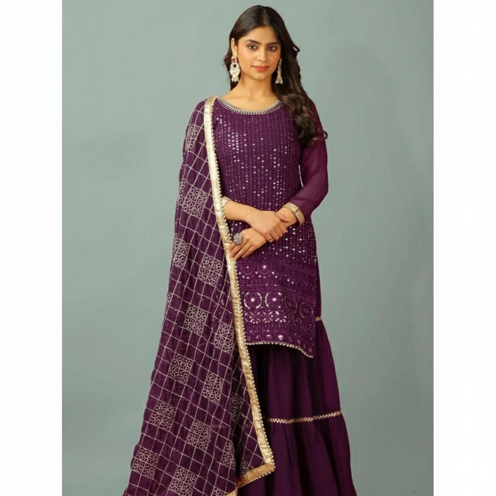 Elegant ReadyMade 3Pcs  Sharara Suit Collection For Women