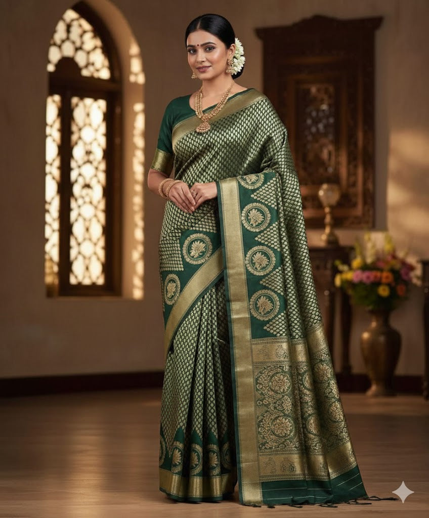 Maharani Collection: Exquisite Jacquard Silk Saree with Grand Pallu