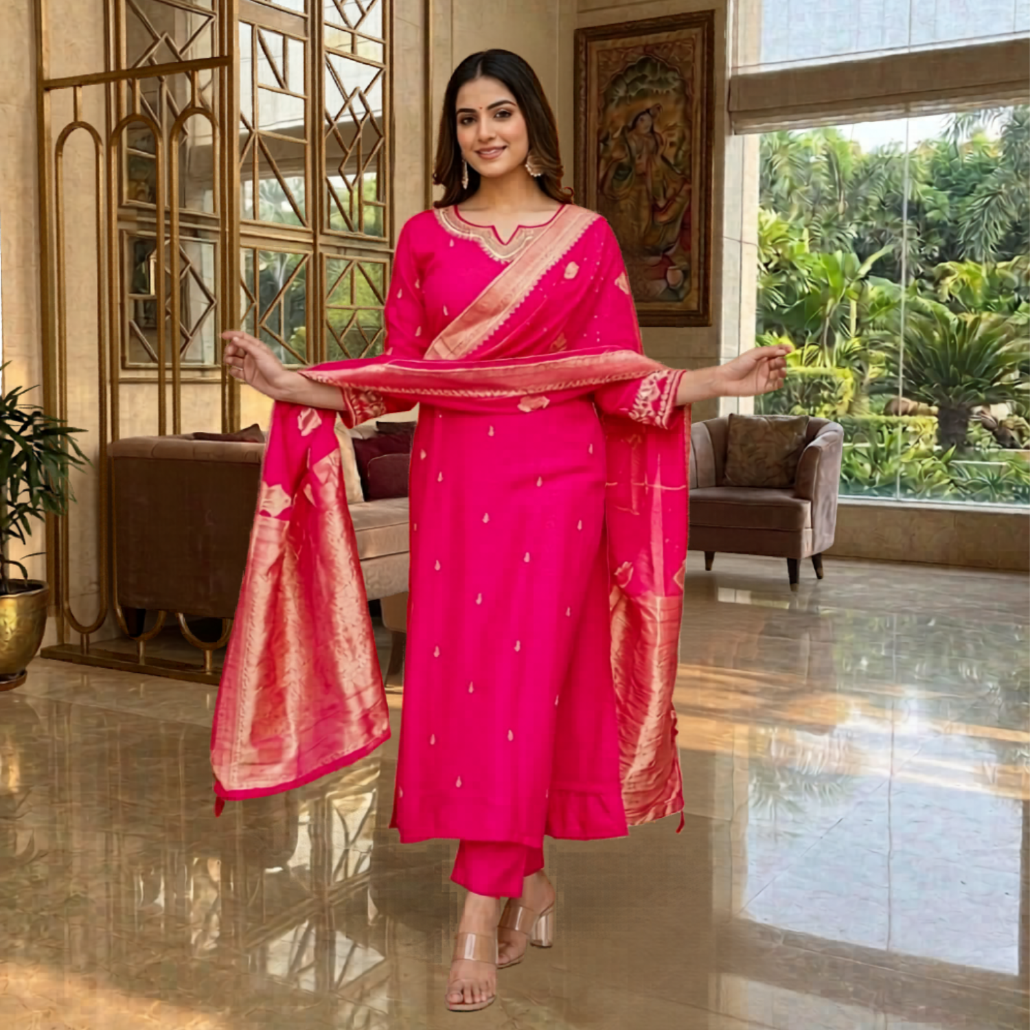 Glamorous Ready To Wear  3PCS Suit For Women  PPP