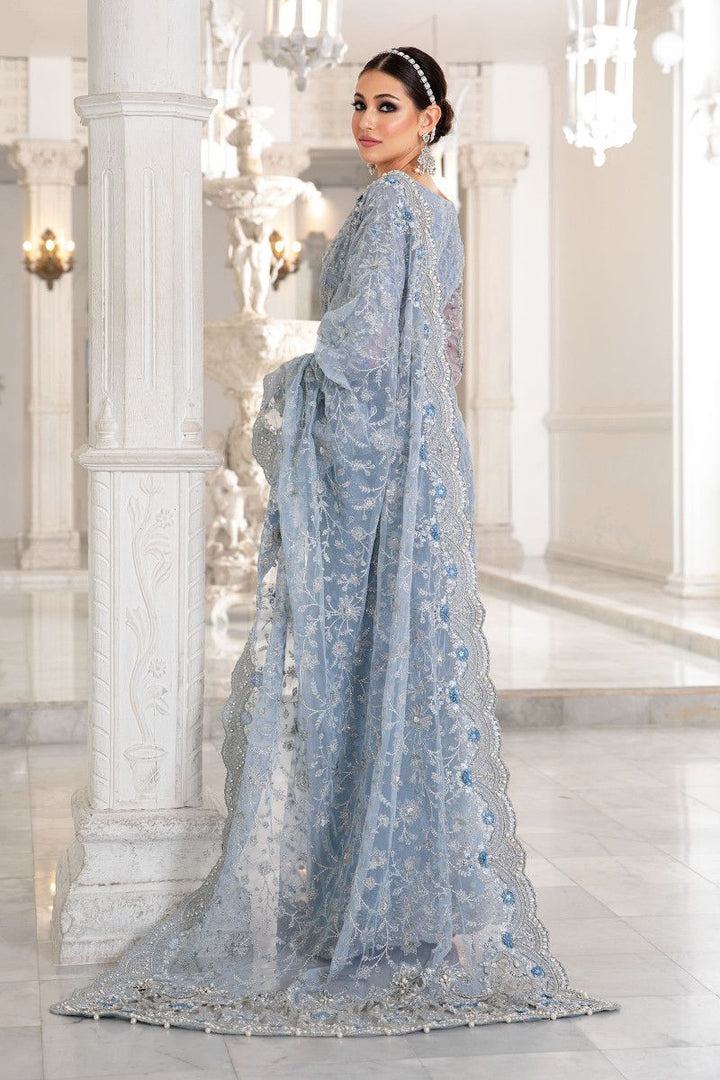 Embroidered Net Saree with 3D Floral Handwork | Ready To Wear