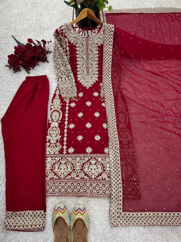 Heavy Sequence Embroidery with Revet Work Suit