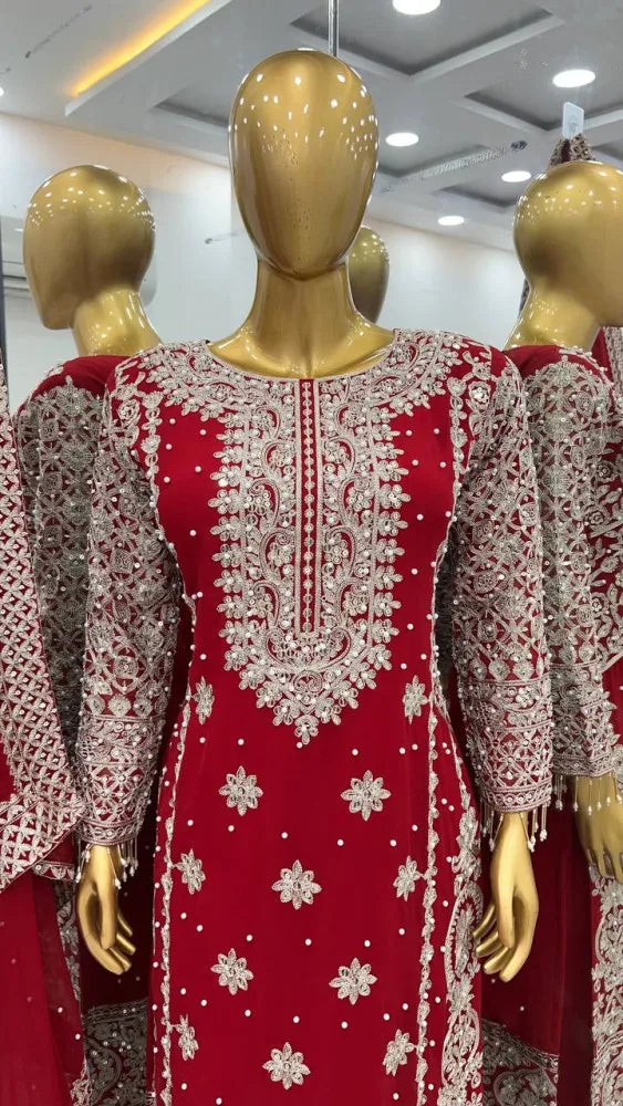 Heavy Sequence Embroidery with Revet Work Suit