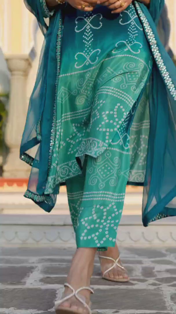 Soft Chinon Silk Sequence Embroidered Suit