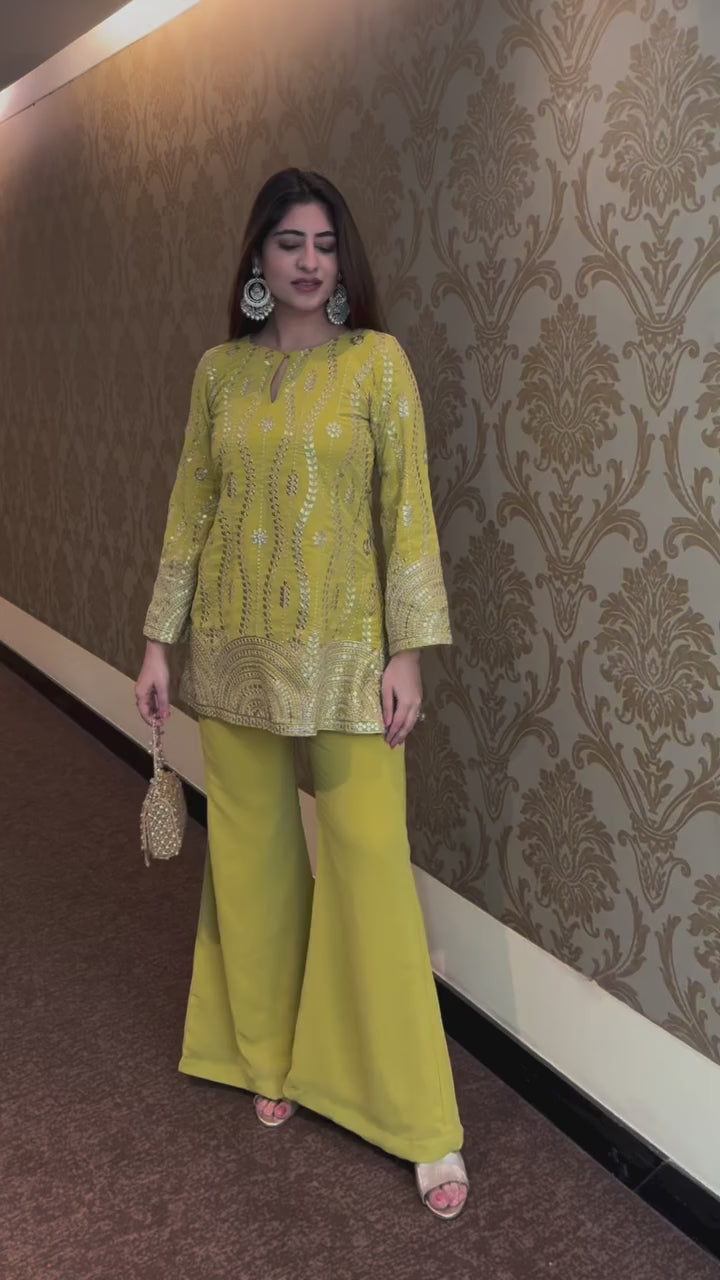 Exquisite Sequence Embroidery Top Plazzo Set with Unparalleled Elegance