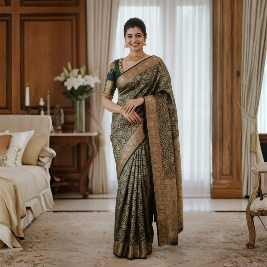 High-quality  Unstitched Banarasi Silk Saree For Women