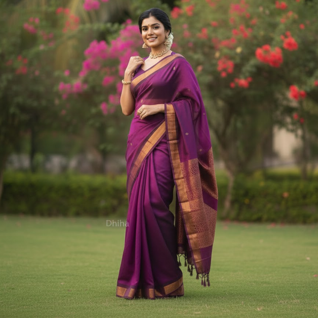 Adorable  Silk Jacquard Border  Unstitched  Saree  For  Women