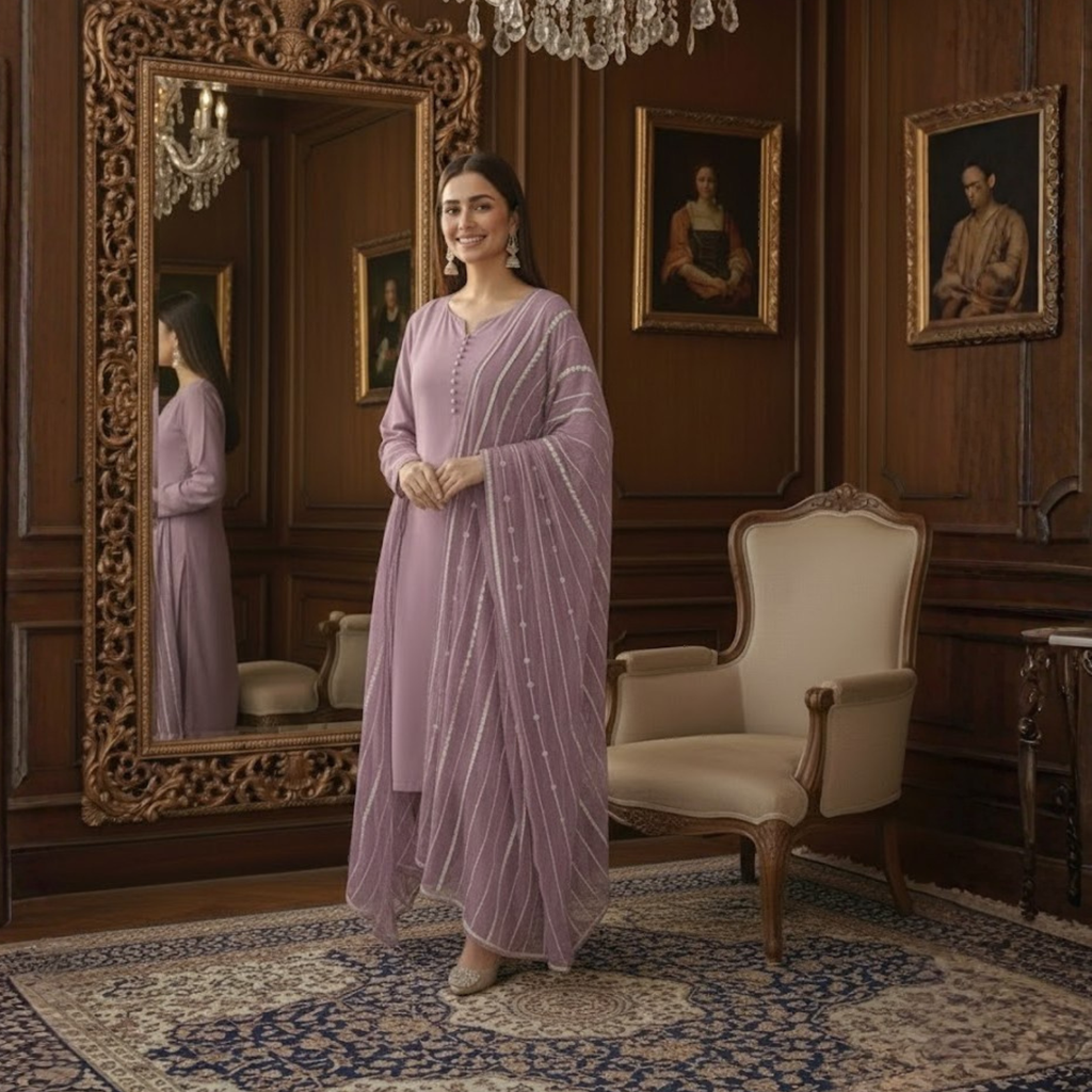 Ready To Wear Designer Fancy Wrinkle  3PCS Suit For Women  003
