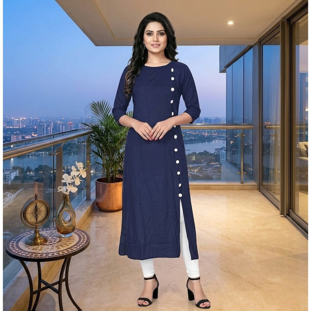 Stylish  Button  Design Long Kurti Collection For Women