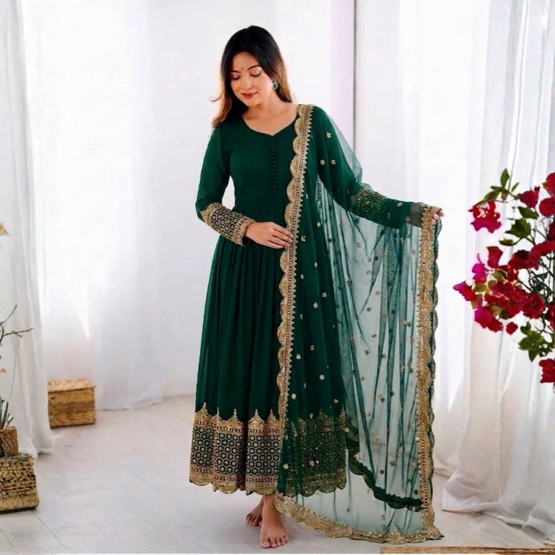 [READY STOCK] Deepavali Embroidered Anarkali Dress Set | Sequins Muslimah Baju Raya Dinner Wear