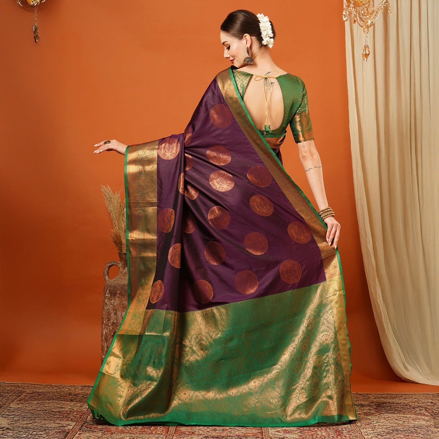 Embellished  Bollywood Pure SIlk Jacquard Saree Unstitched