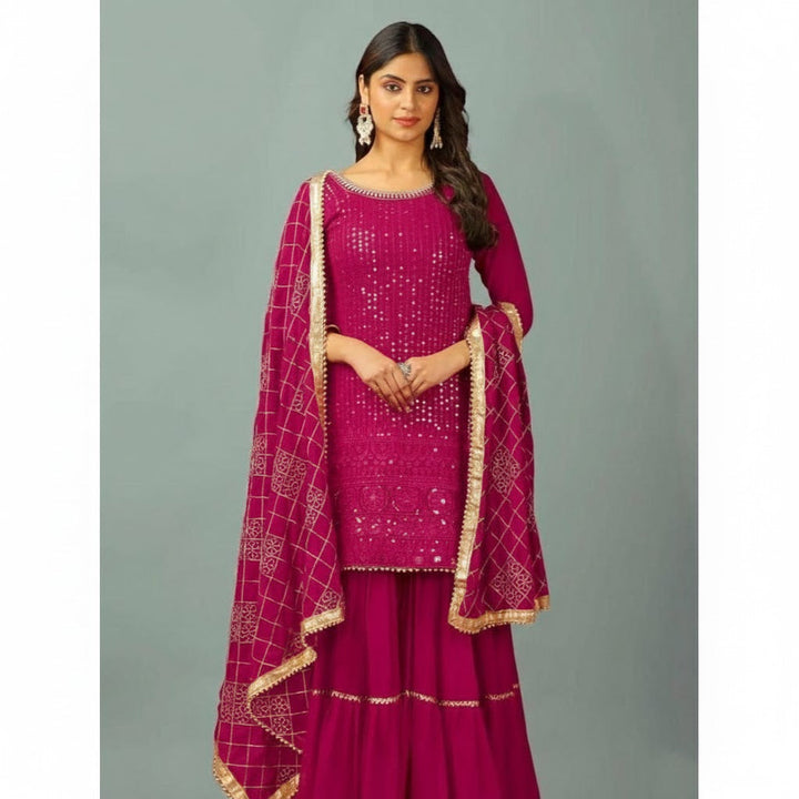 Elegant Readymade 3 Pcs  Sharara Soft Top Suit For Women 003