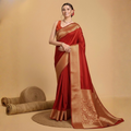Printed Silk Saree With Contrast Heavy Blouse For Women