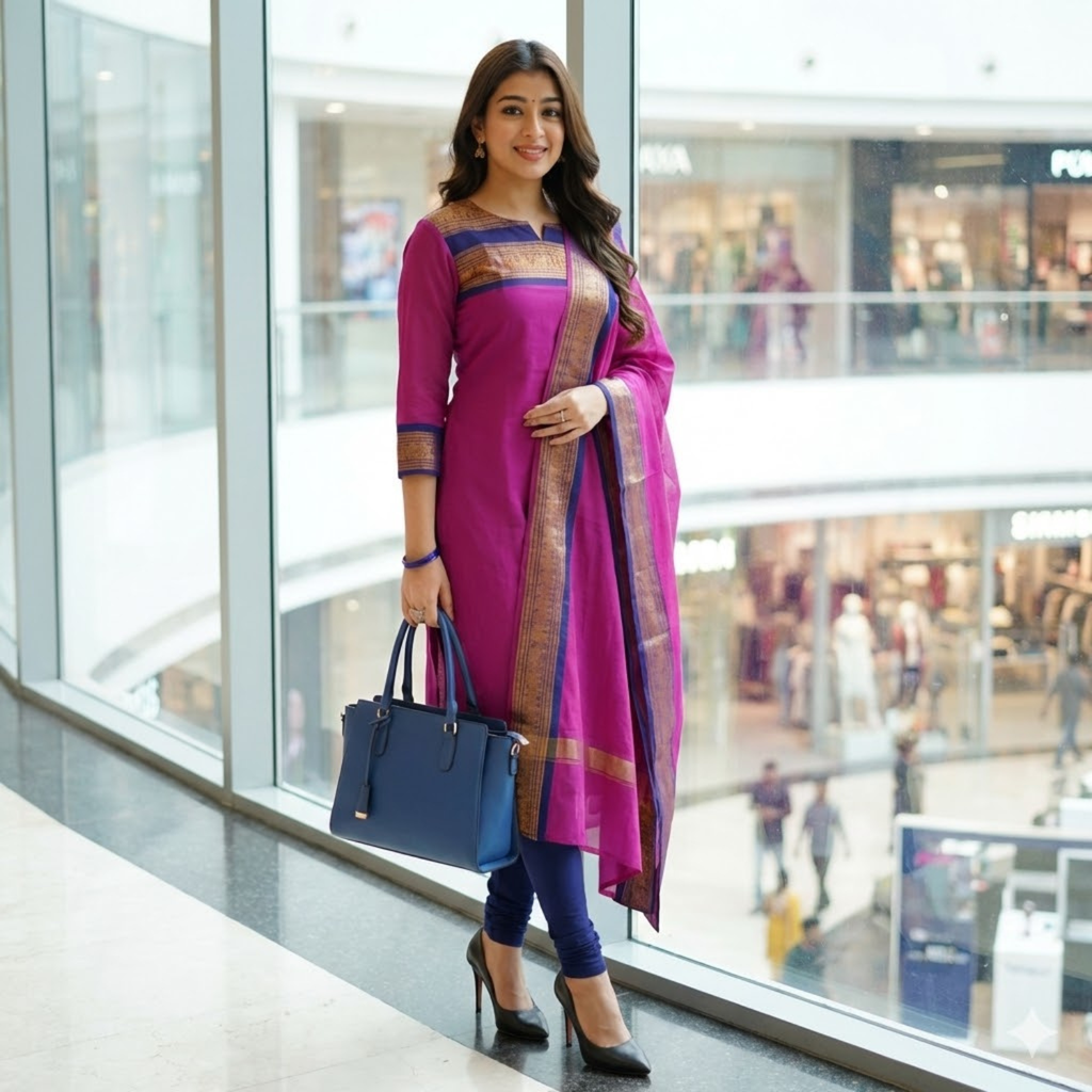 2Pcs Satin Cotton  Ready To Wear  Top & Dupatta  For Women 002