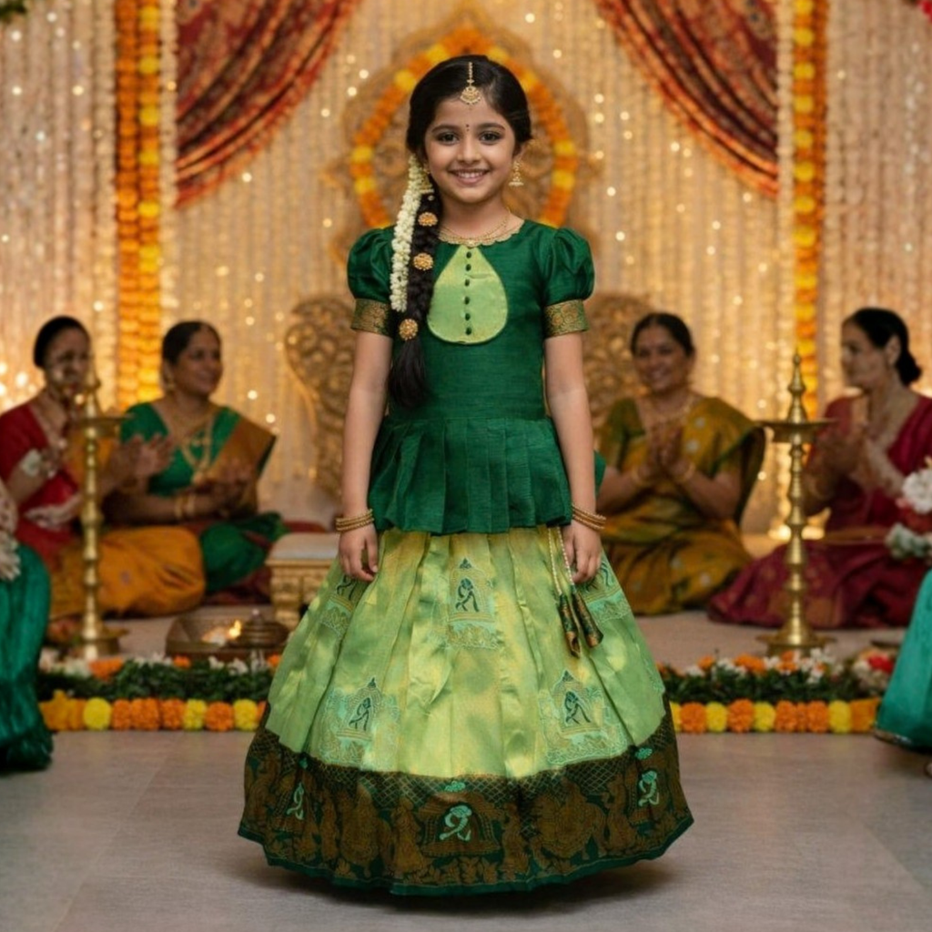 Ready to Wear Premium Kubera Silk Lehenga For Kids