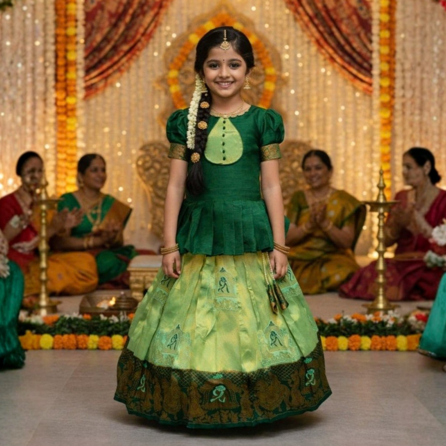 Ready to Wear Premium Kubera Silk Lehenga For Kids