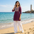 Western Style White  Cotton  Embroidery  Tops  Collection For Women