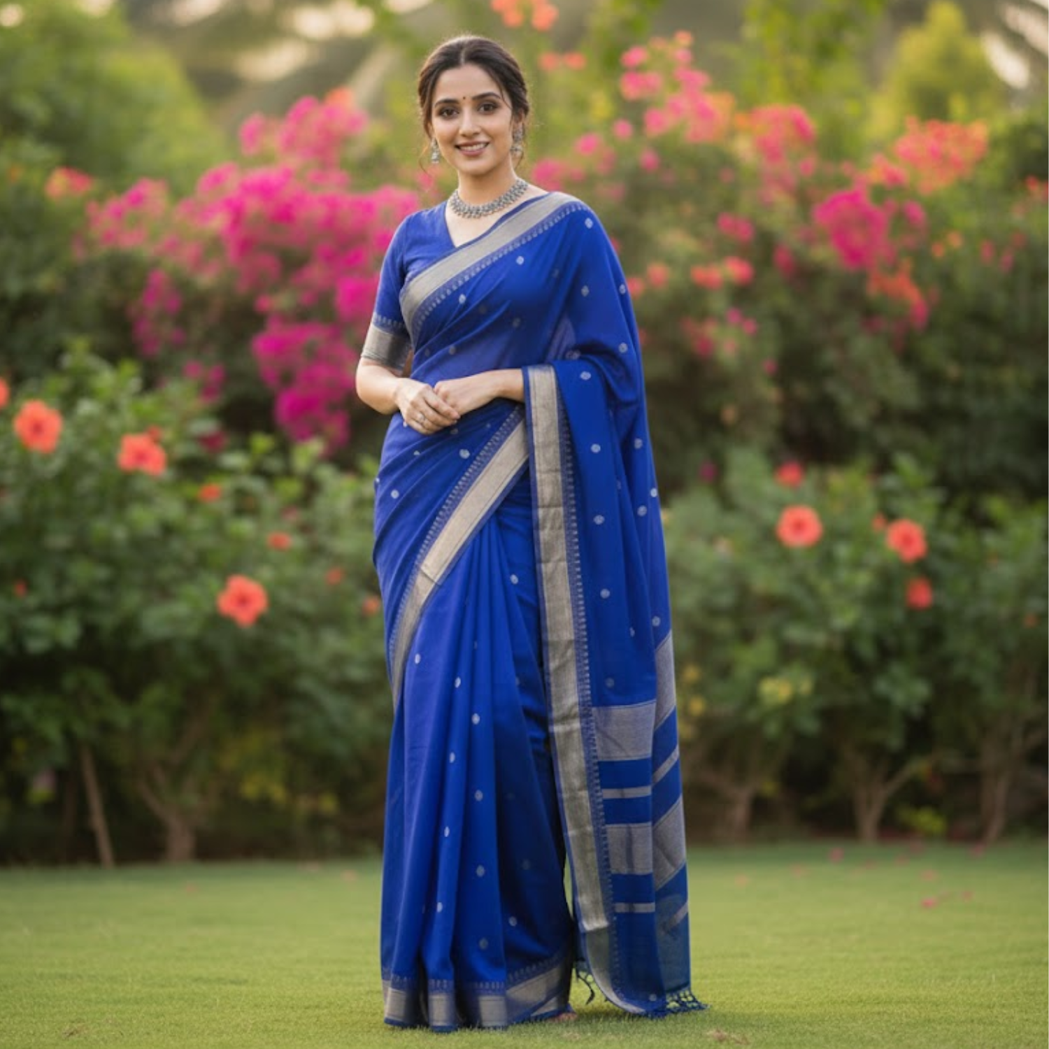 Adorable  Silk Jacquard Border  Unstitched  Saree  For  Women