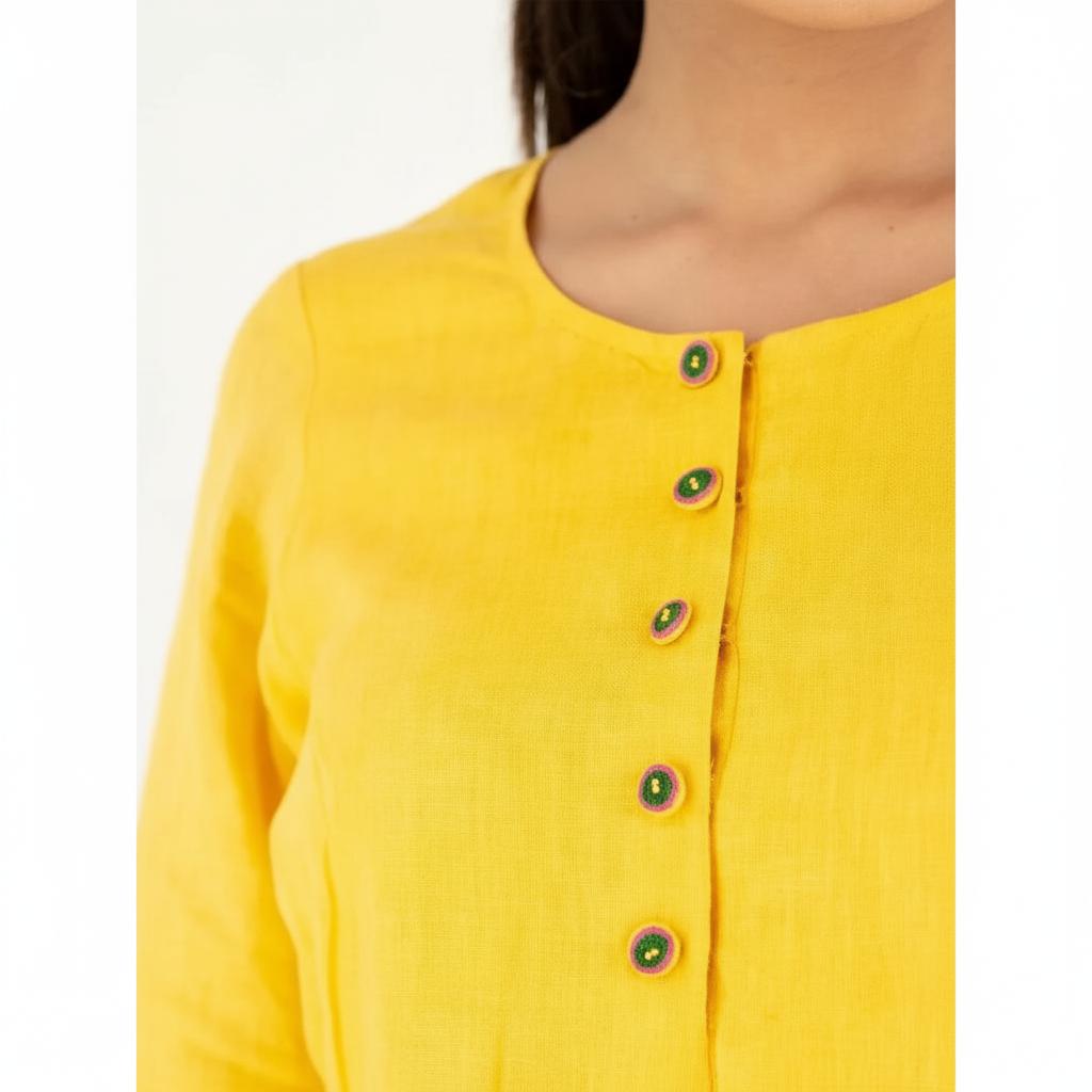 Rayon Yellow 2pcs Suit For Women Limited Stock 002