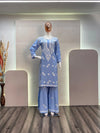 Rayon Cotton Chikankari Thread Embroidery work Kurti Sharara Set