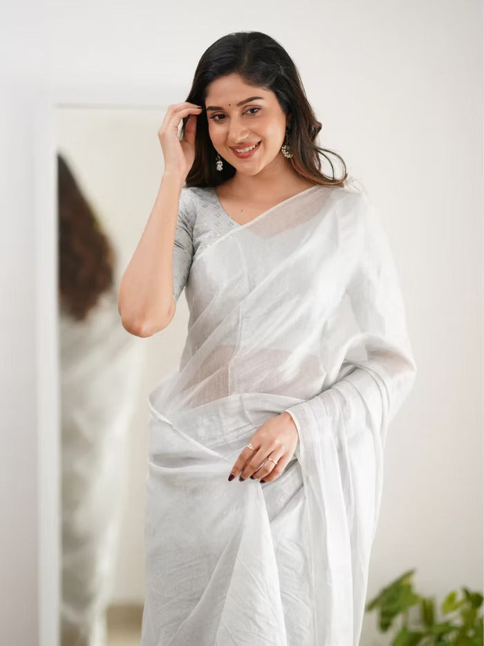 Ethereal Elegance  Plain  Silk Saree For Women