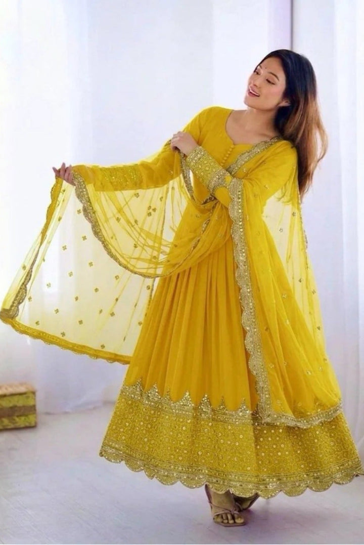 [READY STOCK] Deepavali Embroidered Anarkali Dress Set | Sequins Muslimah Baju Raya Dinner Wear