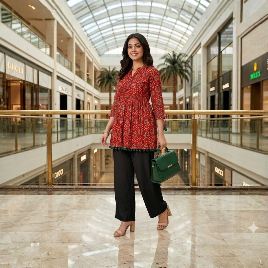 Designer Printed Cotton Tops Collection For Women