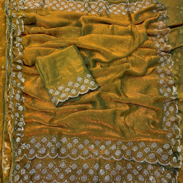 Fendy Silk Saree With Jarkan Work  Collection For Women