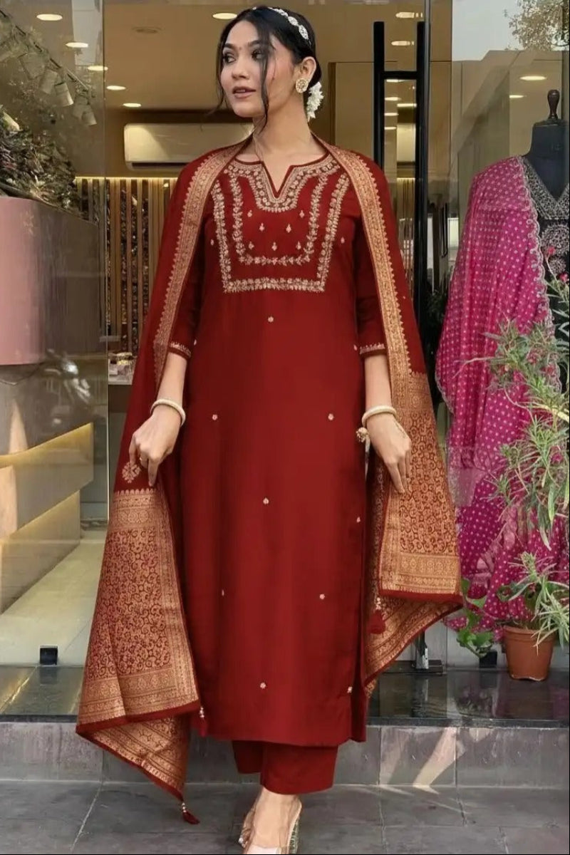 Diwali Special Ready-to-Wear  Embroidered 3pcs Baju Suit Collection