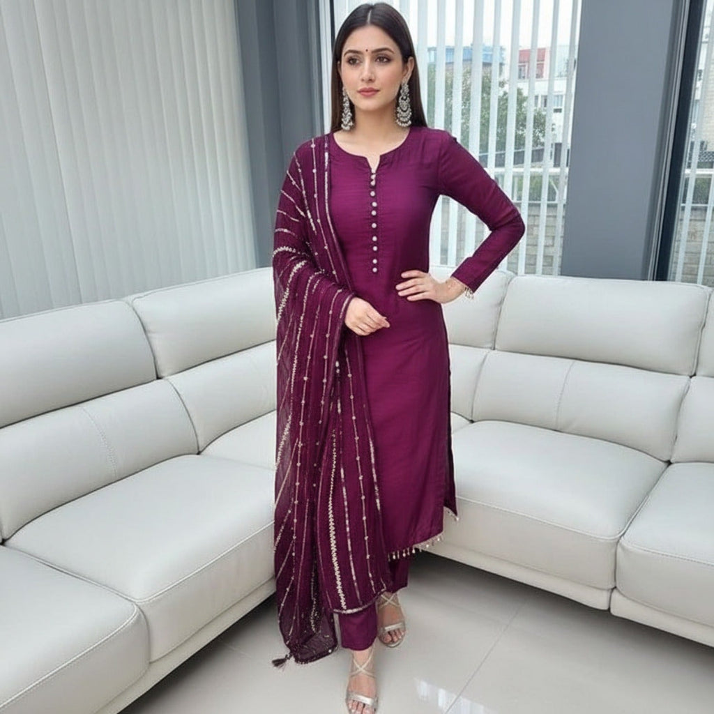 Designer Georgette Beads Works 3pcs Suit Collection For Women